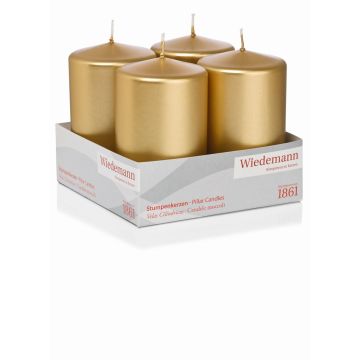 Corona de Adviento con velas JENARO, 4 unidades, doradas, 10 cm, Ø 6 cm, 33 h - Fabricado en Alemania