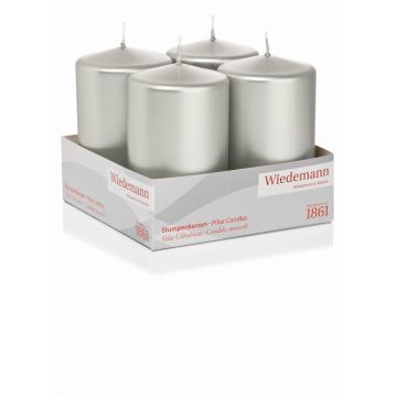 Corona de Adviento con velas JENARO, 4 unidades, plateadas, 10 cm, Ø 6 cm, 33 h - Fabricado en Alemania