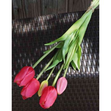 Ramo de tulipanes artificiales LONA, fucsia-verde, 45cm, Ø15cm