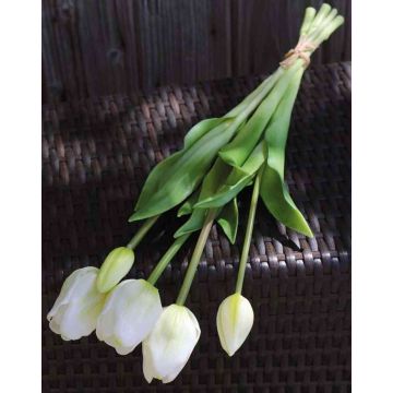 Ramo de tulipanes artificiales LONA, blanco-verde, 45cm, Ø15cm