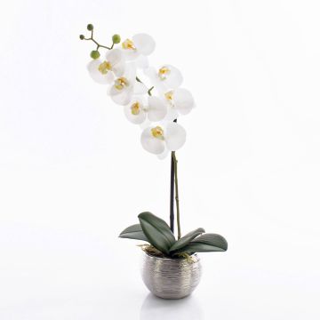 Orquídea Phalaenopsis artificial EMILIA, maceta decorativa, blanco, 45cm