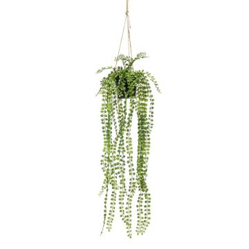 Cesta colgante ficus China sintético PANJA, maceta decorativa, verde, 60cm