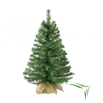 Mini árbol de Navidad artificial ATHEN, saco de yute, 60cm, Ø22cm