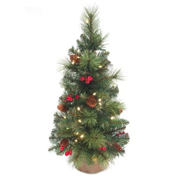 Abeto navideño artificial BUKAREST, piñas, saco yute, decorado, LEDs, 45cm, Ø25cm Abeto navideño artificial BUKAREST, piñas, saco yute, decorado, LEDs, 45cm, Ø25cm