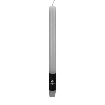 Vela cónica AURORA, gris claro, 27cm, Ø2,2cm, 10h - Made in Germany