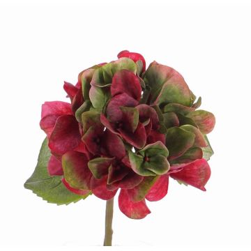 Mini hortensia artificial CHIDORI, rojo-verde, 30cm, Ø13cm