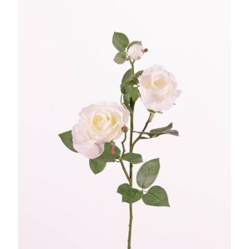 Rama de rosas artificiales ARIANE, blanco, 75cm, Ø7-10cm