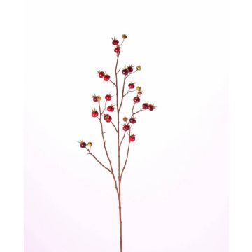 Rama de rosa villosa artificial GERDA, con frutos, rojo, 110cm