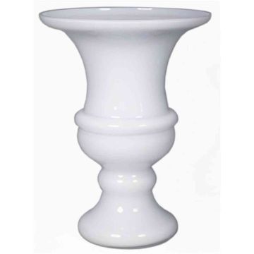Jarrón en forma de copa con pie SONJA, vidrio, blanco, 23cm, Ø16,5cm