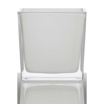 Farolillo de vidrio KIM EARTH, blanco, 8x8x8cm