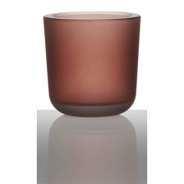 Soporte de cristal para vela de té NICK, burdeos-mate, 7,5cm, Ø7,5cm