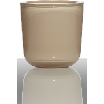Soporte de cristal para vela de té NICK, beige, 7,5cm, Ø7,5cm