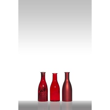 Frascos de vidrio decorativos ANYA, 3 piezas, rojo, 18,5cm, Ø6,5cm