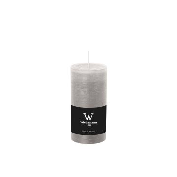 Vela cilíndrica para farolillo AURORA, gris claro, 12cm, Ø5,8cm, 42h - Made in Germany