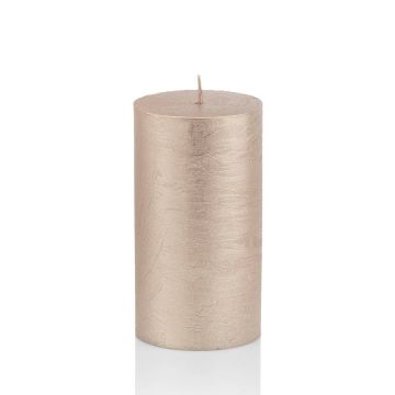 Vela navideña MATHILDA, oro rosa, 12cm, Ø5,8cm, 45h - Made in Germany