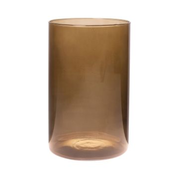 Florero cilíndrico de cristal SANYA EARTH, marrón-transparente, 21cm, Ø14cm
