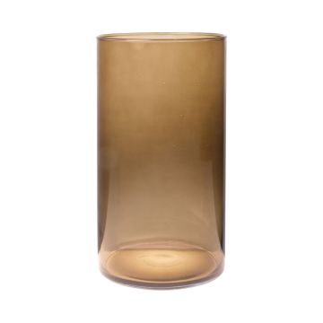 Florero cilíndrico de cristal SANYA EARTH, marrón-transparente, 30cm, Ø16cm