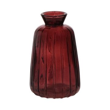 Botella decorativa de vidrio TATIANA con ranuras, rojo-marrón-transparente, 11cm, Ø6,8cm