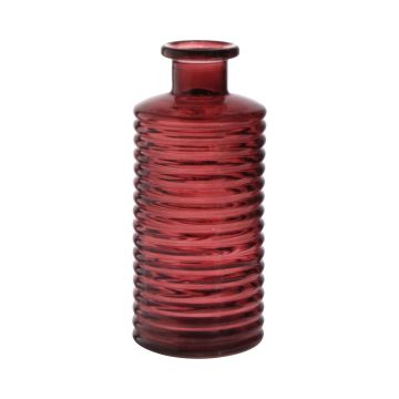 Botella de cristal STUART con ranuras, rojo-marrón-transparente, 21,5cm, Ø9,5cm