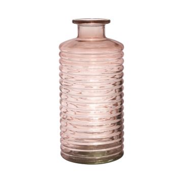 Botella de cristal STUART con ranuras, rosa pálido-transparente, 31cm, Ø14,5cm