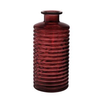 Botella de cristal STUART con ranuras, rojo-marrón-transparente, 31cm, Ø14,5cm