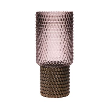 Florero de cristal MARICHU con estructura, dorado-rosado-transparente, 27cm, Ø12cm
