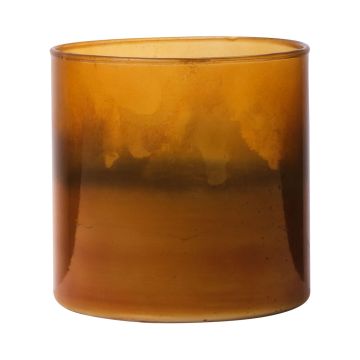Portavelas grande RIGOBERTO, base dorada, naranja-marrón-transparente, 10cm Ø10cm