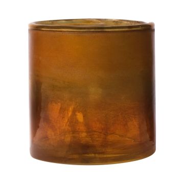 Portavelas grande RIGOBERTO, parte superior dorada, naranja-marrón-transparente, 10cm, Ø10cm