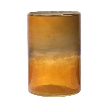 Portavelas grande RIGOBERTO, parte superior dorada, naranja-marrón-transparente, 15cm, Ø10cm