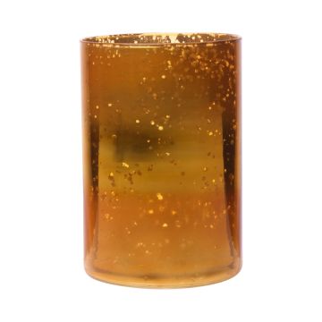 Florero de mesa de cristal RIGOBERTO, centro dorado, naranja-marrón-transparente, 15cm, Ø10cm