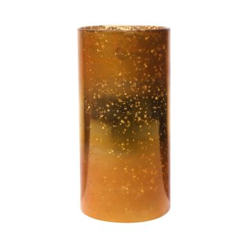 Florero de mesa de cristal RIGOBERTO, centro dorado, naranja-marrón-transparente, 25cm, Ø12,5cm