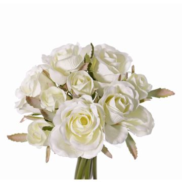 Ramo de rosas artificial ROSILA, blanco, 20cm, Ø15cm