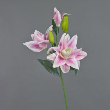 Lirio flor artificial ISALIE, rosa blanco, 80cm, Ø15cm
