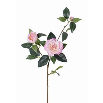 Rama de camelias textiles RIXA con flores, rosa, 85cm, Ø5-10cm