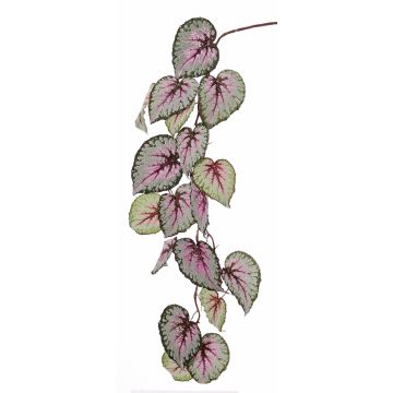 Rama de begonia de hoja artificial KATRICE, violeta-verde, 110cm