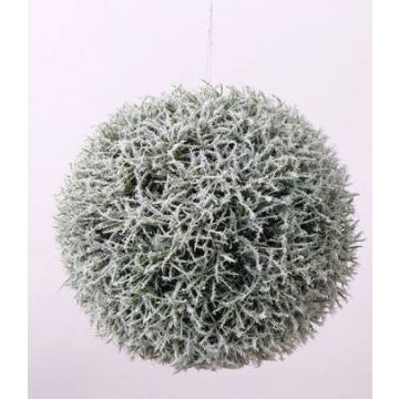 Bola de junco artificial MIKOS, cubierta de nieve, verde, Ø15cm