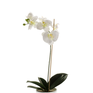 Orquídea phalaenopsis artificial ISIS, en vara de ajuste, blanco, 60cm