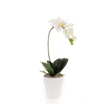Orquídea phalaenopsis artificial ISIS, maceta de cerámica, blanco, 40cm