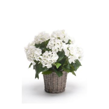 Hortensia artificial JONE en cesta, blanco, 45cm