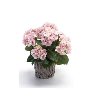 Hortensia artificial JONE en cesta, rosa, 45cm