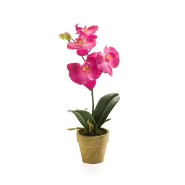 Orquídea phalaenopsis artificial SETH en maceta decorativa, fucsia, 25cm