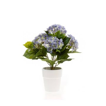Flor textil de hortensia LAIDA en maceta de cerámica, azul claro, 35cm