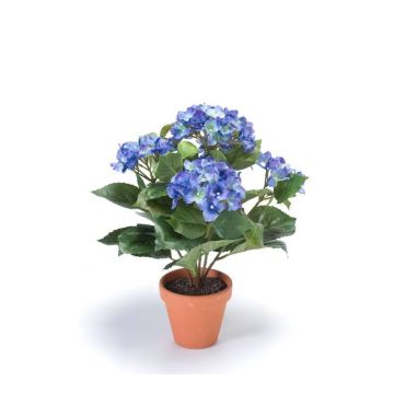 Flor textil de hortensia LAIDA en maceta de arcilla, azul, 35cm