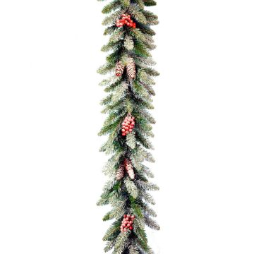Guirnalda decorativa invernal RAVENNA con piñas, nevado, 275cm, Ø25cm
