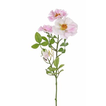 Rosa silvestre artificial BALOU, blanco-rosa, 60cm, Ø7-9cm