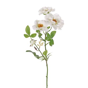 Rosa silvestre artificial BALOU, blanca, 60cm, Ø7-9cm