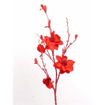 Flor de magnolia artificial SANDY, brillo, rojo, 115cm