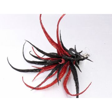 Tillandsia Stricta artificial TESAK con clip, brillo, negro-rojo, 17cm