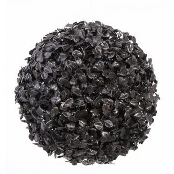 Bola de boj artificial FRITZ, brillo, negro, Ø12cm
