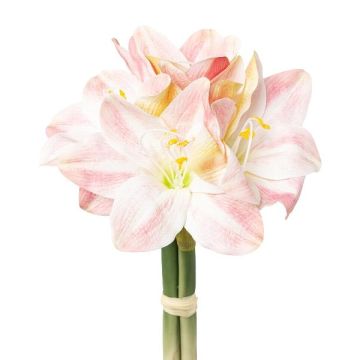 Ramo de flores artificiales Amaryllis TIFAN, rosa y blanco, 30 cm